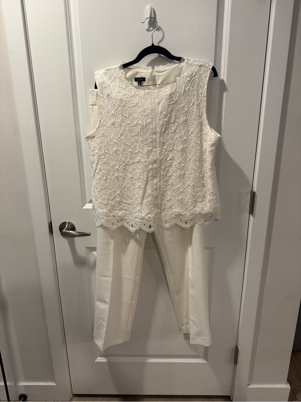 Talbots cream Lace Sleeveless Top with Cream Trousers